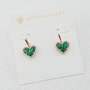 Kendra Scott Heart-shaped Malachite Earrings